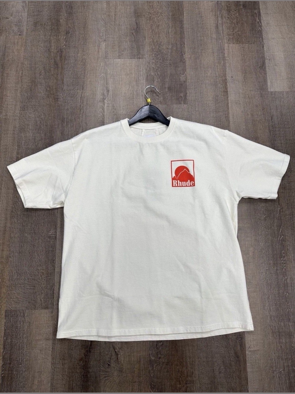 RHUDE Mountain Logo Tee Cream/White Red Graphic T-Shirt NWT Size L